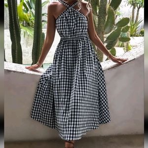 Gingham midi dress